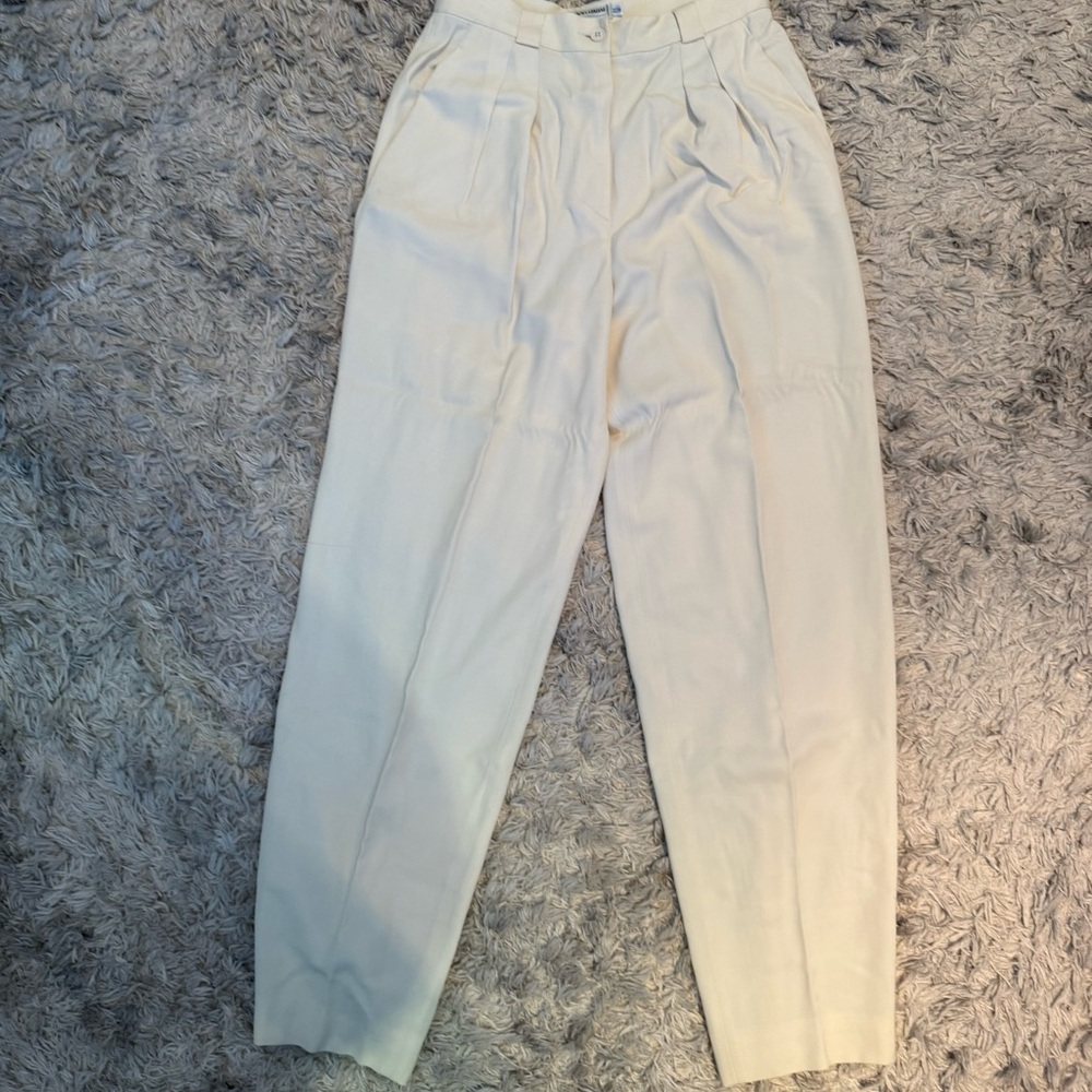 Giorgio Armani Cream Buttoned Trousers